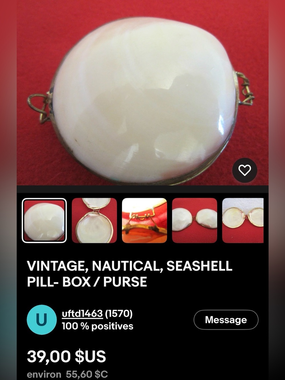 Shell trinket vintage & Cream Shell and stone Bead Necklace - Picture 4 of 4